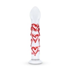 Gildo - Dildo de vidrio para punto G/próstata con corazones n. 30
