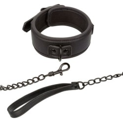 Nocturnal Halsband und Leine Leder Verstellbar Schwarz