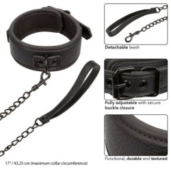 Nocturnal Halsband En Riem Verstelbaar Leer Zwart