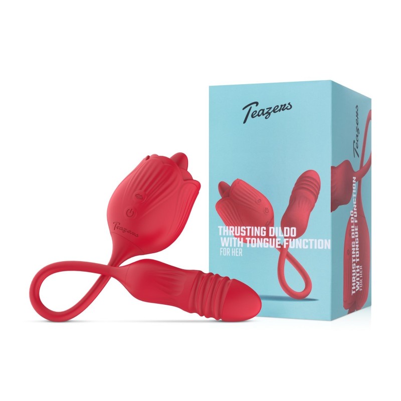 Vibrador de rosa Teazers com dildo com impulso
