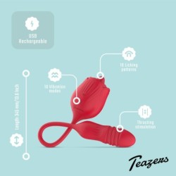 Vibrador de rosa Teazers com dildo com impulso