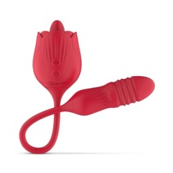 Vibrador de rosa Teazers com dildo com impulso