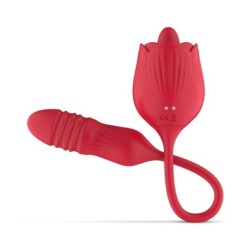 Teazers vibrator v obliki vrtnice z dildom s potiskanjem