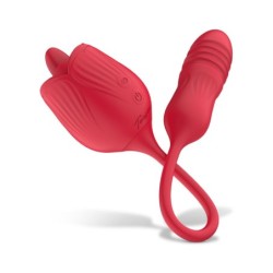 Teazers rozen vibrator met dildo met stuwkracht