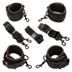 Nocturnal Adjustable Black Leather Bed Restraints