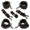 Nocturnal Adjustable Black Leather Bed Restraints