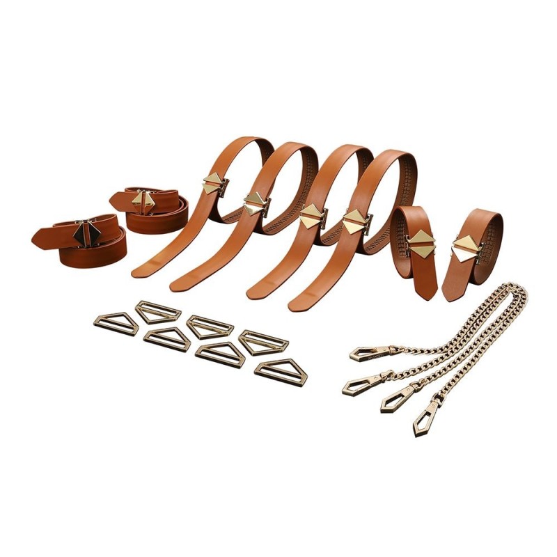 Ensemble de Fixation de 8 Sangles d'Attache - marron
