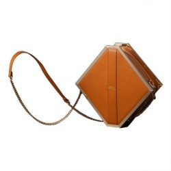 Misteriosa Borsa Kink Quadrata - marrone