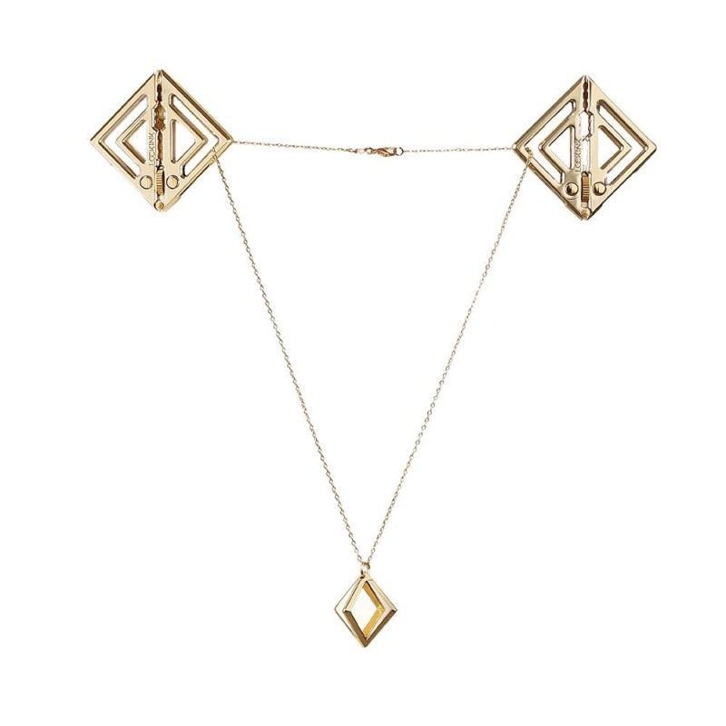 Pinces à tétons ajustables avec pendentif lumineux - or
