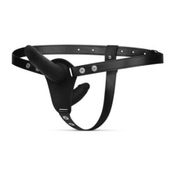 Doppelseitiger Dildo mit Harness - Schwarz