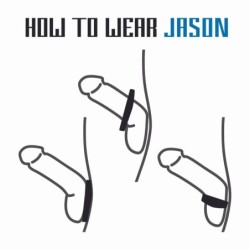 Anel peniano Rooster Jason ajustável com faixa resistente - Preto