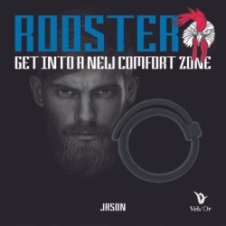 Anel peniano Rooster Jason ajustável com faixa resistente - Preto
