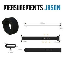 Anello per pene Rooster Jason regolabile con fascia resistente - Nero