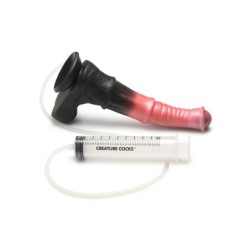 Centaur Explosion Silikona Dildo ar Ejakulāciju - Melns/Sarkans