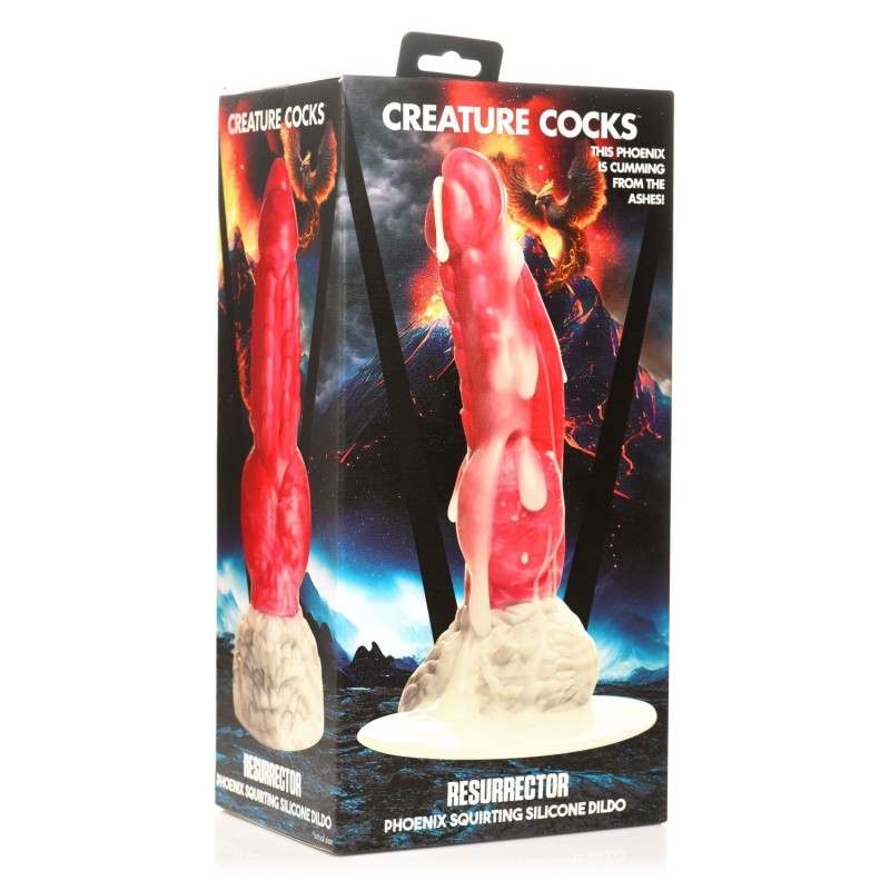Resurrector Phoenix Dildo in Silicone con Eiaculazione - Rosso/Bianco