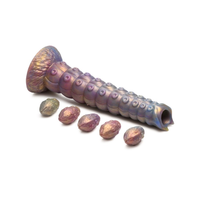 Deep Invader Tentacle Ovipositor Dildo de Silicone com Ovos