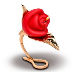 Rosa Kerze mit Halterung - Rot