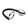Anillo para pene y testículos Tug + Plug con tapón anal - Negro y Plata