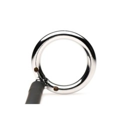 Anel para pénis e testículos Tug + Plug com plug anal - Preto e Prata