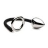 Anillo para pene y testículos Tug + Plug con tapón anal - Negro y Plata