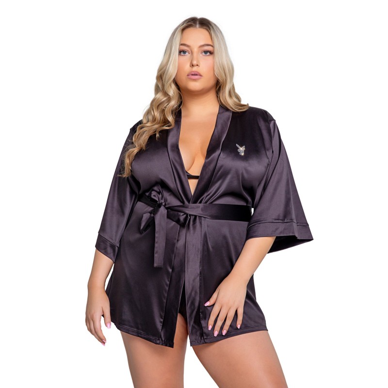 Playboy Lingerie - Szlafrok Króliczek Curvy Błyszczący XL/2XL Playboy Lingerie - Szlafrok Króliczek Curvy Błyszczący XL/2XL