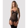 Corset et string Novenes - Noir/Pourpre XS/S