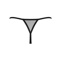 Novenes Crotchless Thong - Black/Purple XS/S