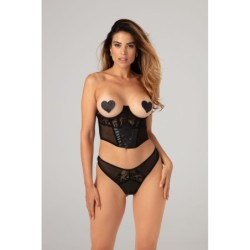 Corset cu cupă deschisă și tanga deschisă - Tiara S