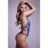 Body en dentelle avec entrejambe ouverte Renee - bleu S/M