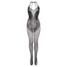 Body de rede sem entrepernas com renda floral Amara - preto