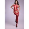 Body résille avec porte-jarretelles érotique Jasmina - Rouge