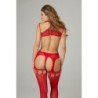 Body a rete con giarrettiera erotica Jasmina - Rosso