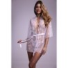 Conjunto Kimono de Encaje Floral - Blanco S/M