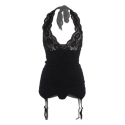 Zeķu turētāju un topa komplekts Catchy Cabaret - melns S