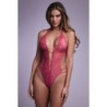 Body de encaje con entrepierna abierta Renee - rosa S/M
