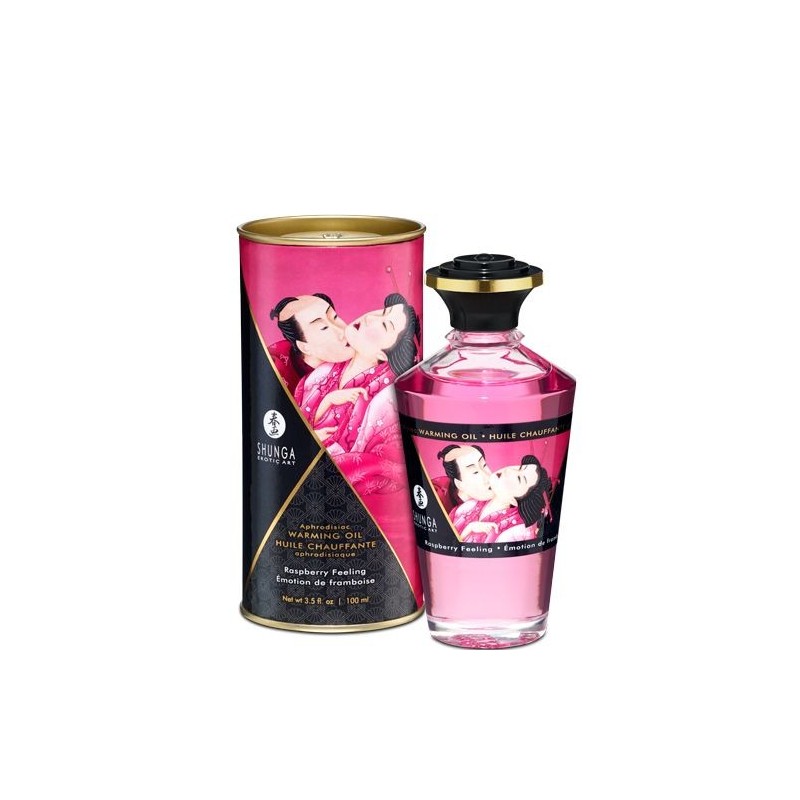 Shunga - Afrodiziakinis šildomasis aliejus "Aviečių pojūtis" 100 ml