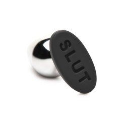Butt Slut Plug Anal aus Metall und Silikon - Silber