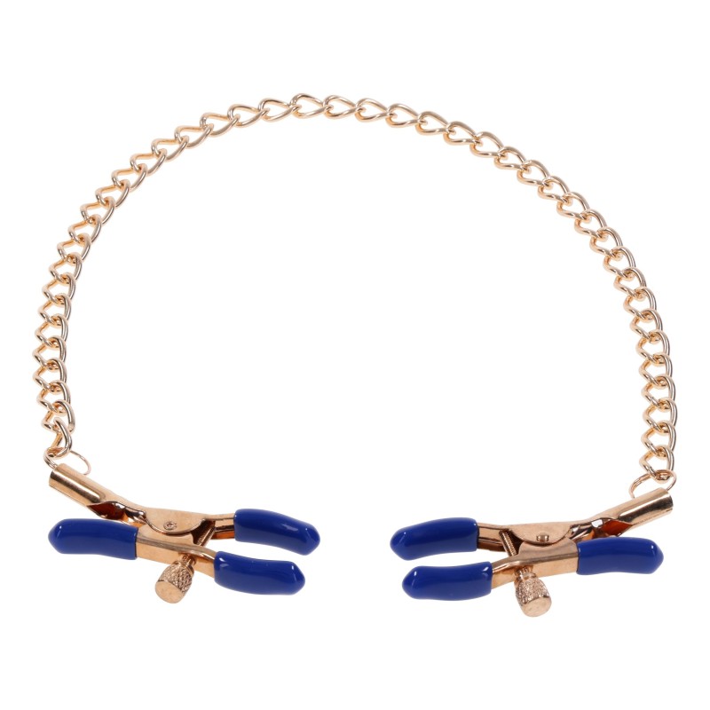 Pinze per capezzoli Cougar con catena - Oro