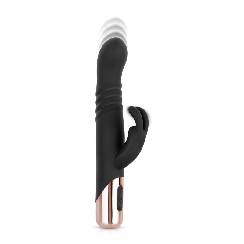 Rosy Gold - Vibrator Zec s funkcijom guranja - Crni