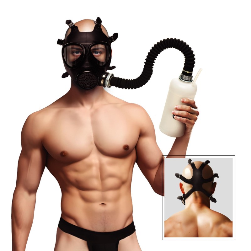 Gaasmask Inhalaatori ja Pudeliga - Valge ja Must