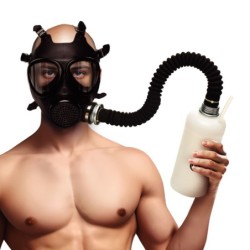 Gasmaske mit Inhalator und Flasche - Weiß und Schwarz