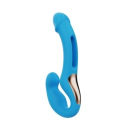 Harmony App-Controlled Strapless Double Dong Harness, blue