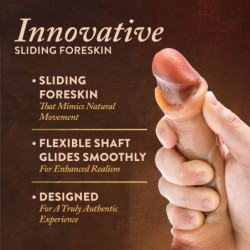Renaissance DaVinci Dildo com Prepúcio Deslizante - 20 cm