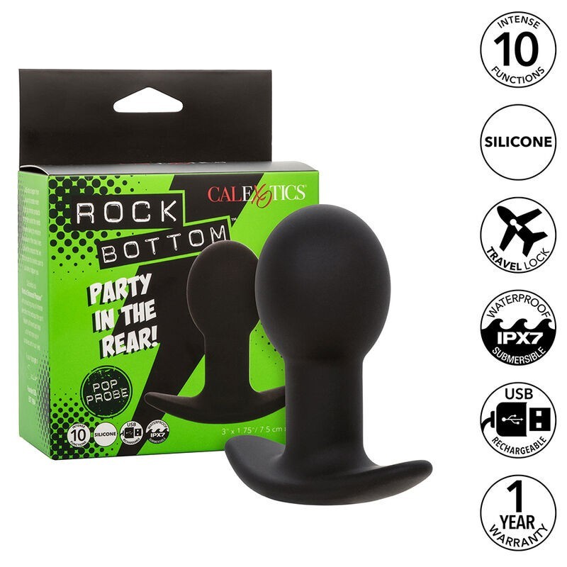 Rock Bottom Anale Plug 10 Vibrationer Silikone Sort