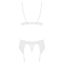 3-delt blonde strømpebåndssæt - Hvid L/XL