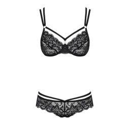 Ensemble soutien-gorge en dentelle 2 pièces - Noir L/XL