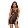 Millagro Transparante Netjurk met String - Zwart L/XL