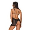 Millagro Transparante Netjurk met String - Zwart L/XL