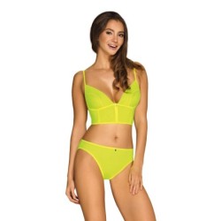 Conjunto de sutiã de 2 peças Neonia com zíper - Amarelo neon L/XL
