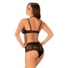 Elizenes Conjunto de Sutiã de Renda de 2 Peças com Gola Halter - Preto L/XL